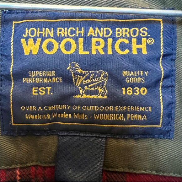 VTG Woolrich Men Bomber Jacket Thermore Green Brown Leather Size XL Rustic Cabin - Picture 4 of 11